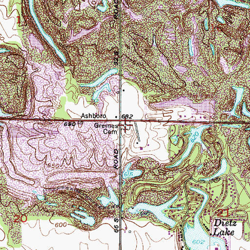 Topographic Map of Gremes Cemetery, IN