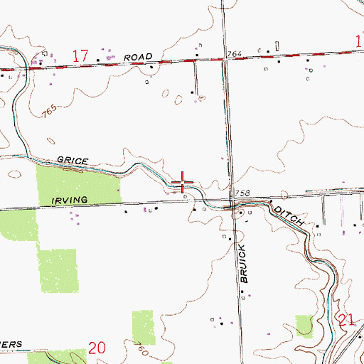 Topographic Map of Grice Ditch, IN