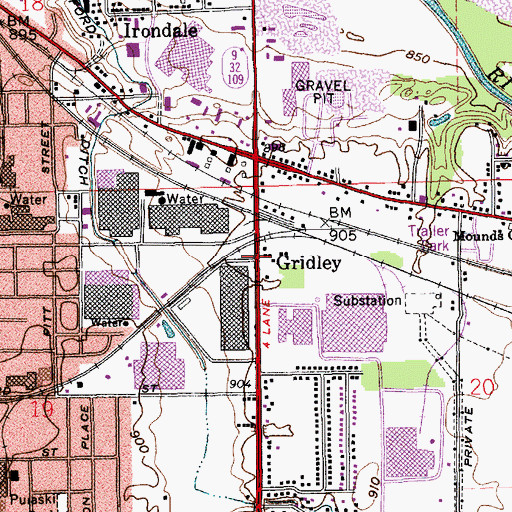 Topographic Map of Gridley, IN