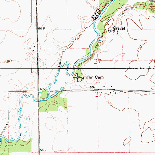 Topographic Map of Griffin Cemetery, IN
