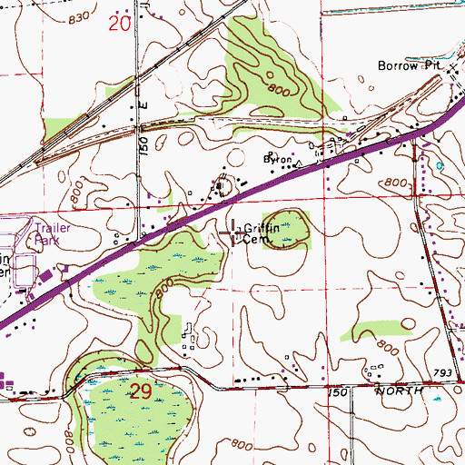 Topographic Map of Miller Griffin Cemetery, IN