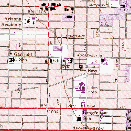 Topographic Map of Edison Elementary School, AZ