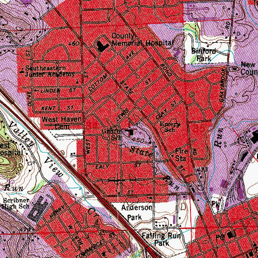 Topographic Map of Griffin School, IN