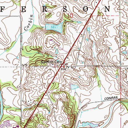 Topographic Map of Griffith Cemetery, IN