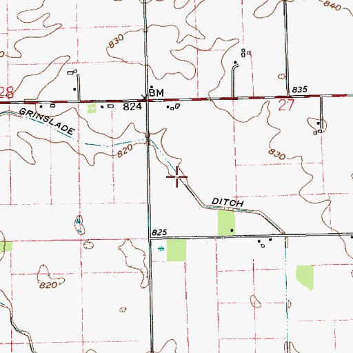 Topographic Map of Grinslade Ditch, IN
