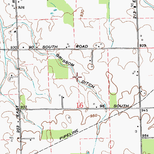 Topographic Map of Grissom Ditch, IN