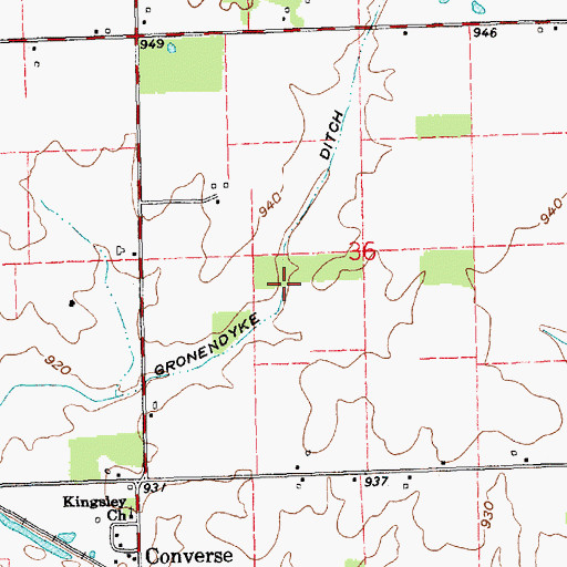Topographic Map of Gronendyke Ditch, IN