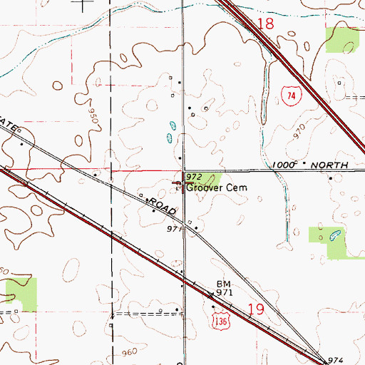 Topographic Map of Groover Cemetery, IN