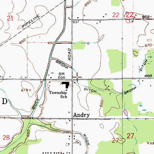 Topographic Map of Gropp Ditch, IN