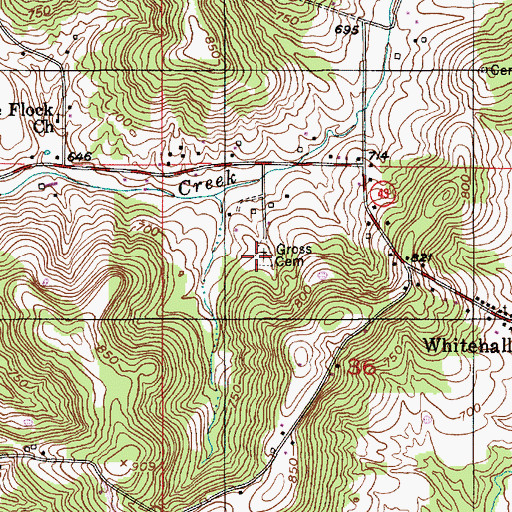 Topographic Map of Gross Cemetery, IN