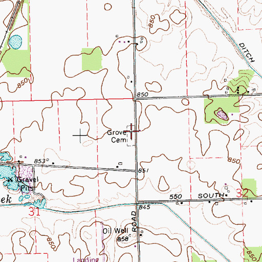 Topographic Map of Grove Cemetery, IN