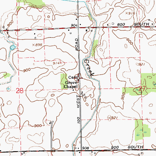 Topographic Map of Grove Chapel, IN