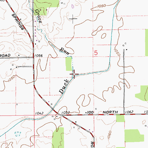 Topographic Map of Grove Run, IN