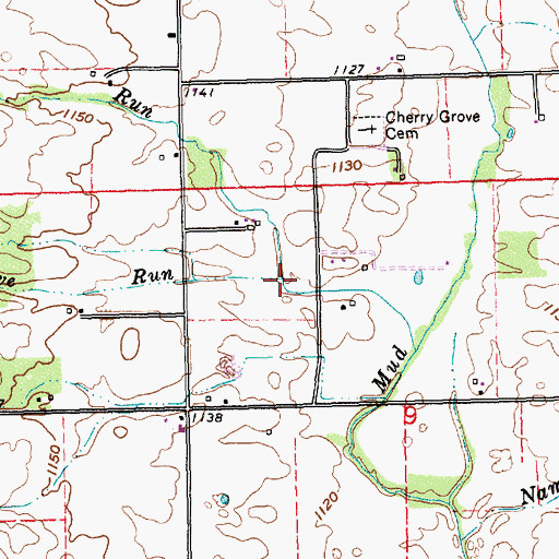 Topographic Map of Grove Run, IN