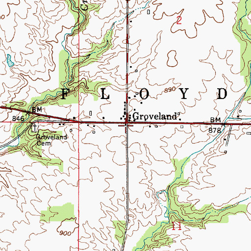 Topographic Map of Groveland, IN