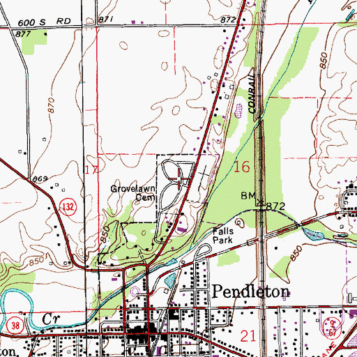Topographic Map of Grove Lawn Cemetery, IN
