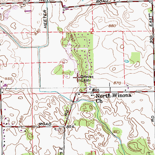 Topographic Map of Groves Cemetery, IN