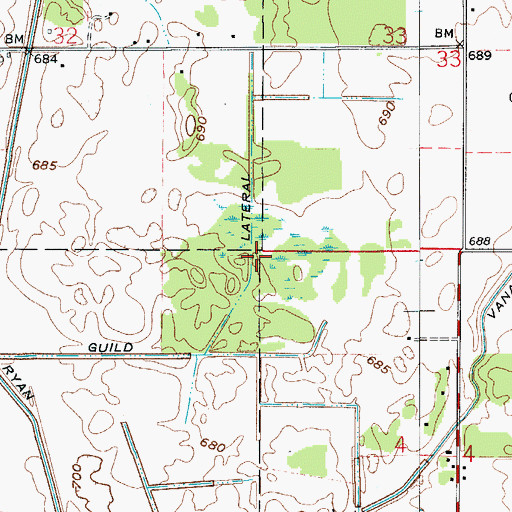 Topographic Map of Guild Lateral, IN