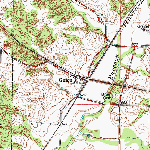 Topographic Map of Guion, IN