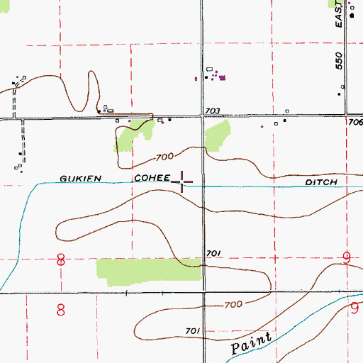 Topographic Map of Gukien Cohee Ditch, IN