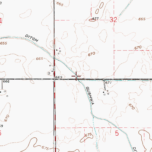 Topographic Map of Gushwa Ditch, IN