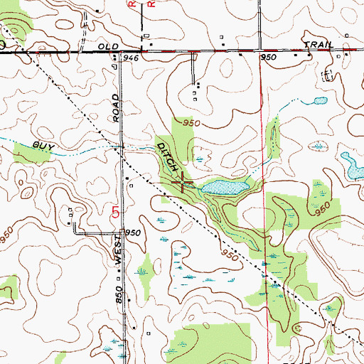 Topographic Map of Guy Ditch, IN