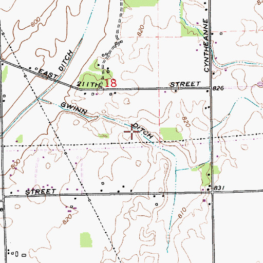Topographic Map of Gwinn Ditch, IN