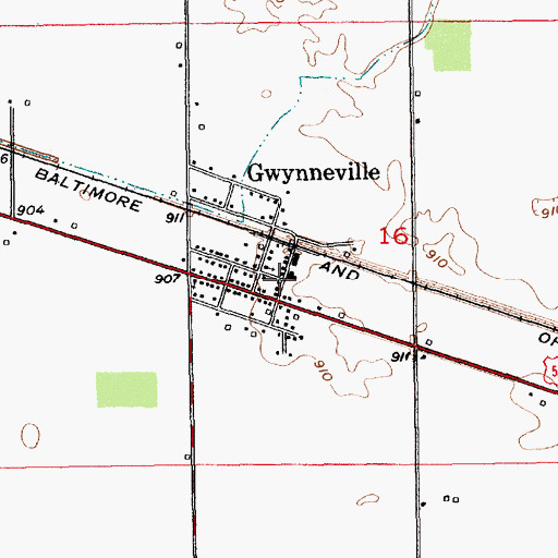 Topographic Map of Gwynneville, IN