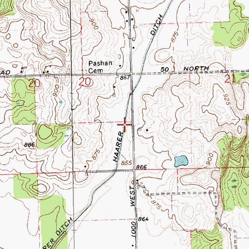 Topographic Map of Haarer Ditch, IN