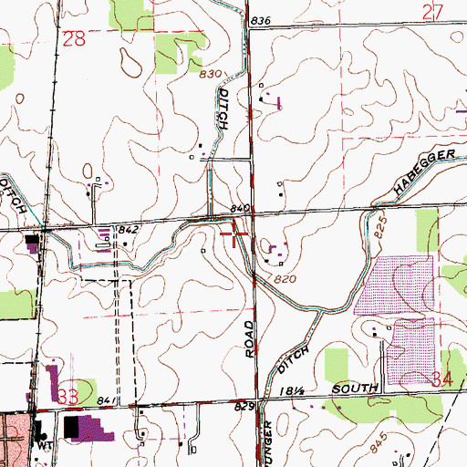 Topographic Map of Habegger Ditch, IN