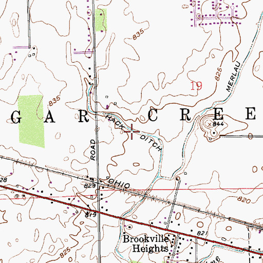 Topographic Map of Hack Ditch, IN