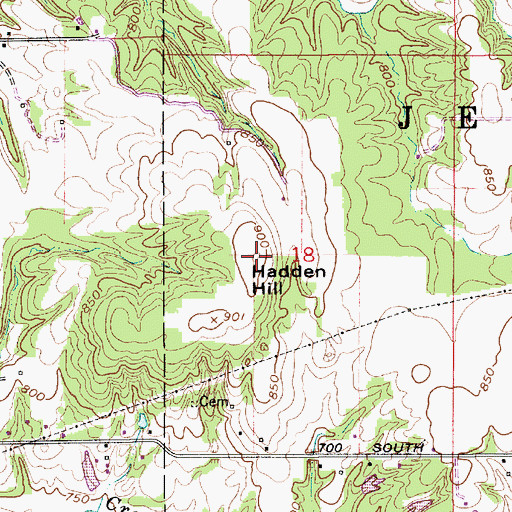 Topographic Map of Hadden Hill, IN