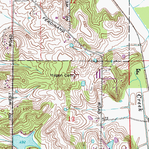 Topographic Map of Hagen Cemetery, IN