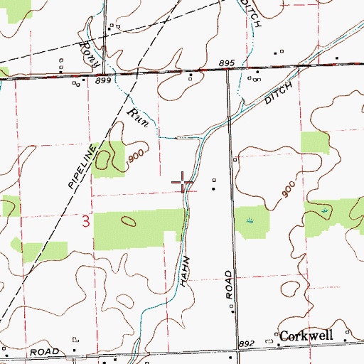 Topographic Map of Hahn Ditch, IN