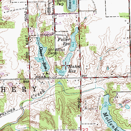 Topographic Map of Hahn Reservoir, IN