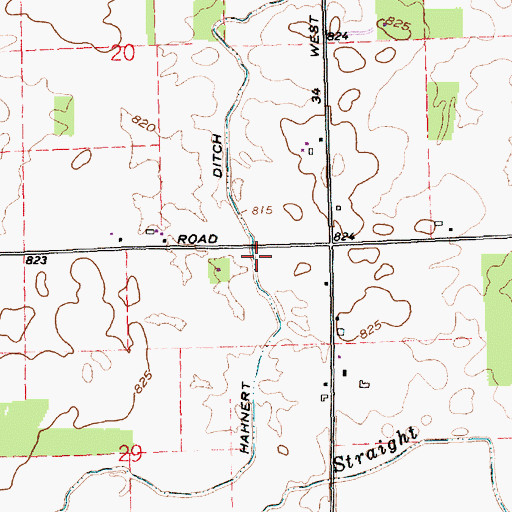 Topographic Map of Hahnert Ditch, IN