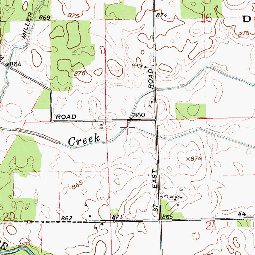 Topographic Map of Haines Creek, IN