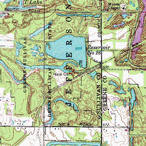 Topographic Map of Hale Cemetery, IN