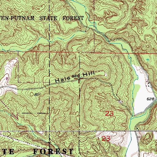 Topographic Map of Hale Hill, IN