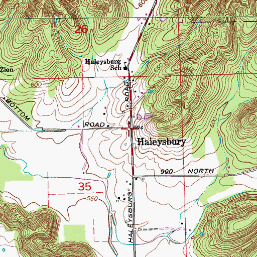 Topographic Map of Haleysbury, IN