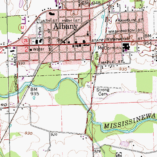 Topographic Map of Halfway Creek, IN