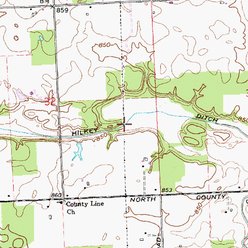 Topographic Map of Halkey Ditch, IN