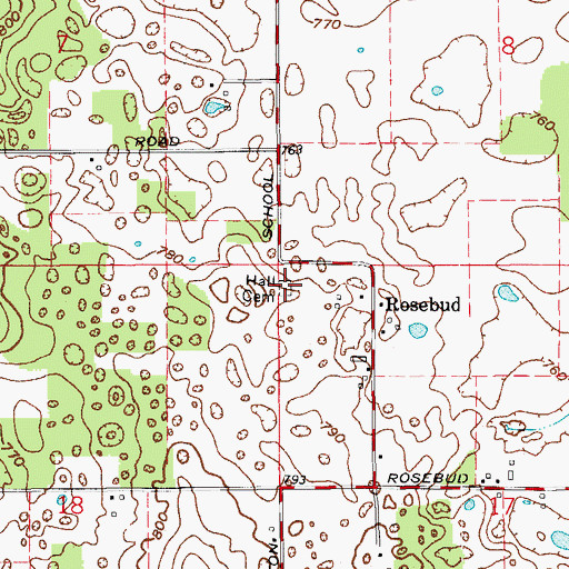 Topographic Map of Hall Cemetery, IN
