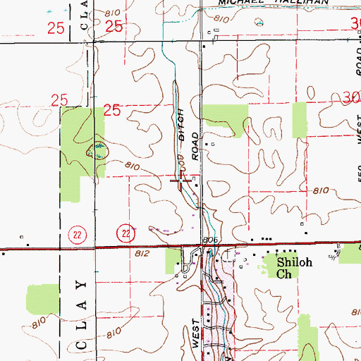 Topographic Map of Hallihan Ditch, IN