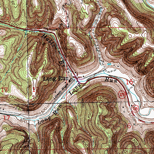 Topographic Map of Halls Branch, IN