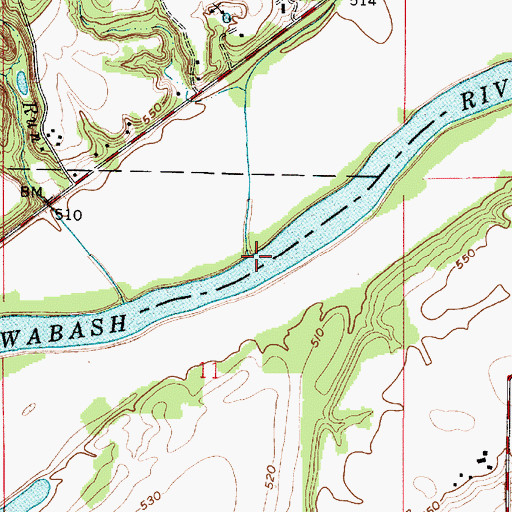Topographic Map of Halls Branch, IN
