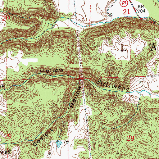 Topographic Map of Halls Hollow, IN