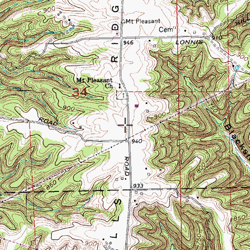 Topographic Map of Halls Ridge, IN