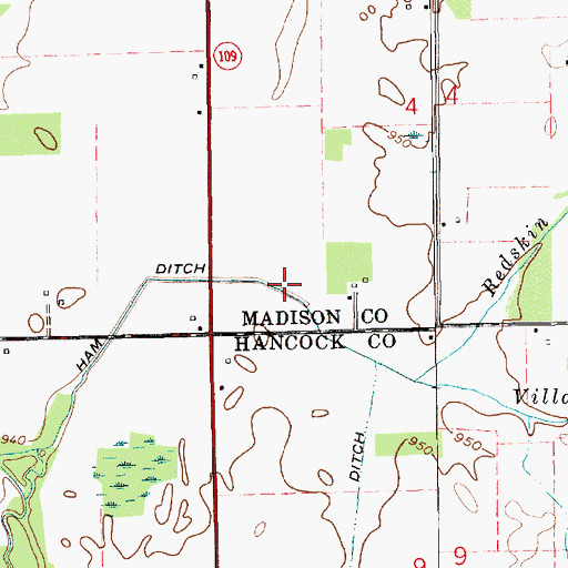 Topographic Map of Ham Ditch, IN