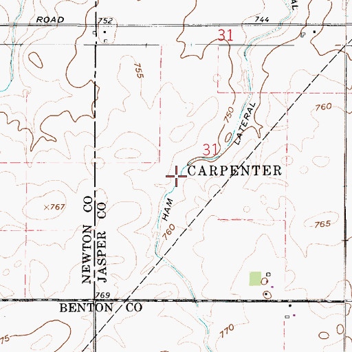 Topographic Map of Ham Lateral, IN